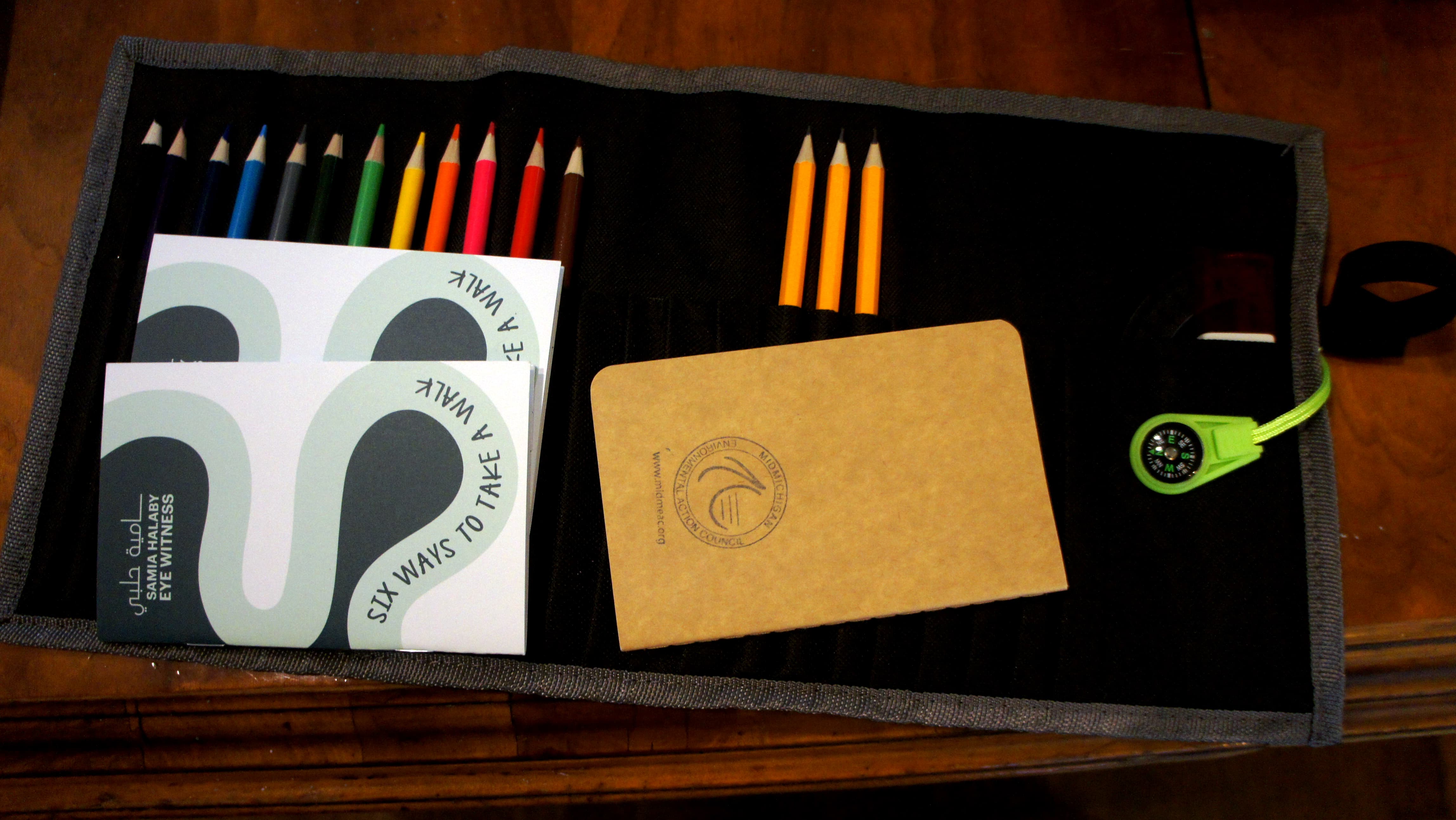 Nature journal, color pencils, pencils