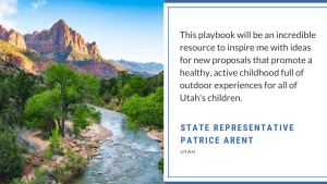 Image of a mountain stream next to a quote from Utah delegate