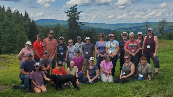 Educators gather at the Lundberg's Pittsburg, NH property in 2023 to learn about wildlife management techniques