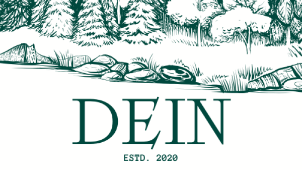 Diverse forest of trees and the letters DEIN