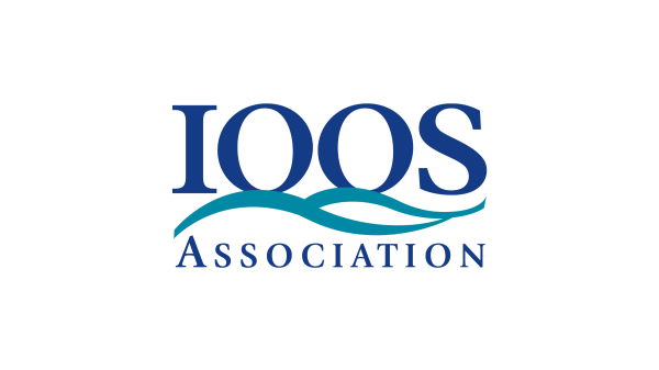 Logo with text that reads "IOOS Association"; between the two words are two graphic waves