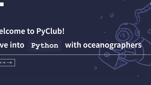 Image of PyClub's homepage, text reads "Welcome to PyClub!"
