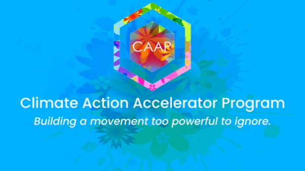 Graphic with logo for the Climate Action Accelerator Program Building a Movement too powerful to ignore.
