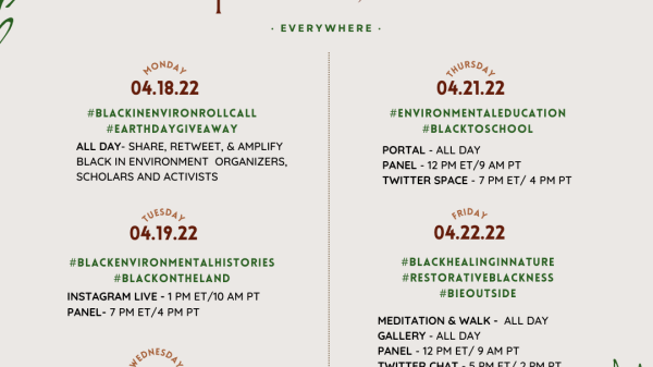 2022 Week Schedule Black in Environment Week April 18-22, 2022