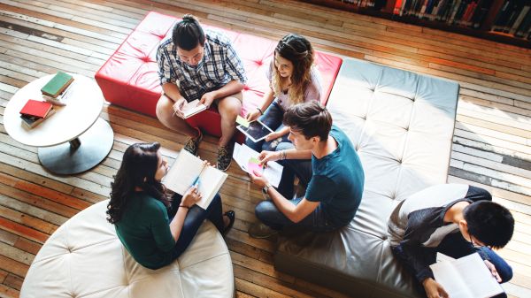 Group of people sitting and talking