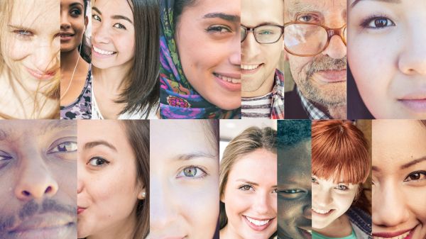 Collage of multi ethnic face shots