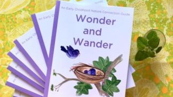 Stack of books with the title, "Wonder and Wander"
