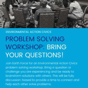Educators sitting around a table with Earth Force staff with information on the workshop