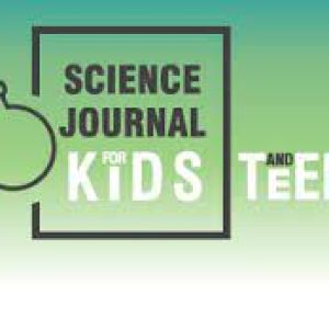 Logo depicting the words Science Journal for Kids and Teens and a piece of scientific glassware with bubbles emerging from it. 