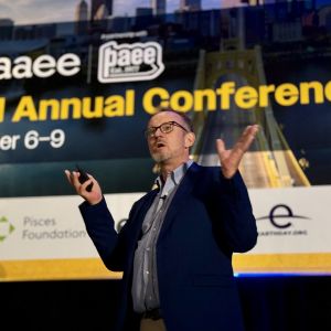 Sean Southey delivers a keynote presentation at NAAEE 2024. 